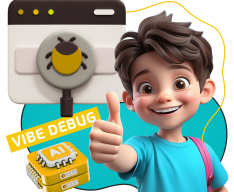 Тестирование & Vibe Debug. Охотники за багами - КИБЕРшкола программирования для детей, компьютерные курсы для школьников, начинающих и подростков - KIBERone г. Симферополь